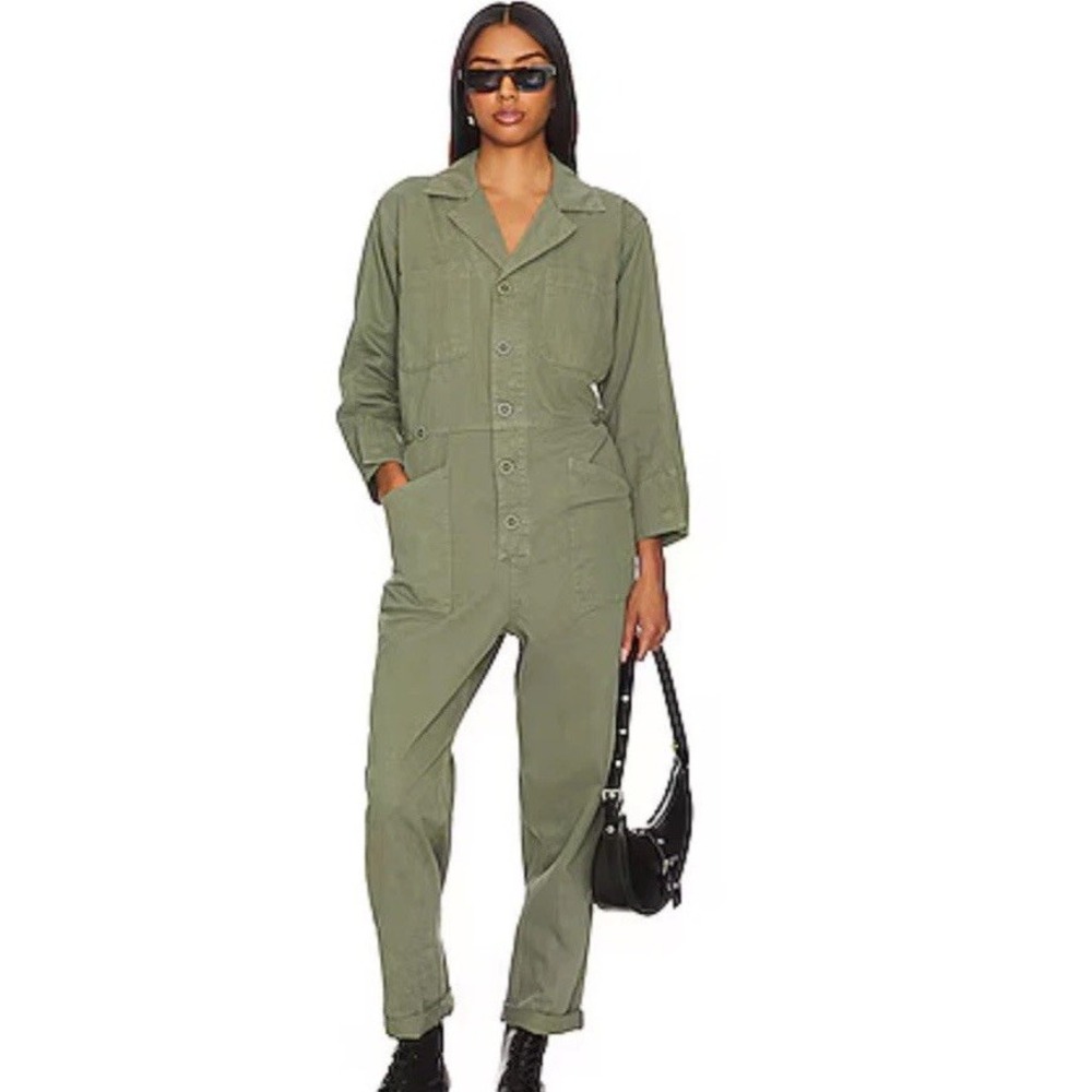 NWT Pistola Tanner Vine Utility Jumpsuit Olive Green Small Long Sleeve
